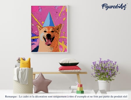 Peinture par Numéro Figured'Art - Chien souriant pop art - Kit de Loisir Créatif DIY Numéro d'Art Complet - 40x50cm sans châssis en bois