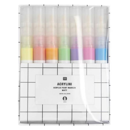 Set de marqueurs Acrylini Neon Colors 7 couleurs - Rico Design - Beige