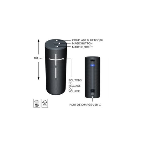 Enceinte portable ULTIMATE EARS Boom 4 - Noir - Bluetooth 5.0