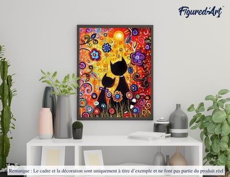 Peinture par Numéro Figured'Art - Chats Cartoon - Kit de Loisir Créatif DIY Numéro d'Art Complet - 40x50cm sans châssis en bois