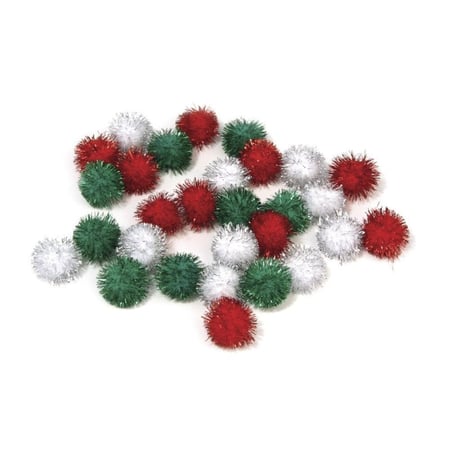 Pompons métalliques,15mm ø, assorties, assorties, 75 pces