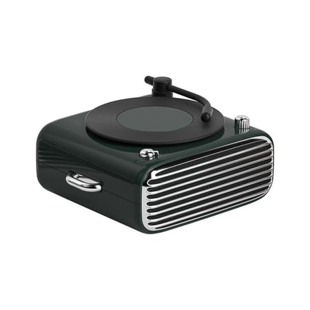 Enceinte Bluetooth Rétro Vinyle Portable Son Stéréo Autonomie Longue Vert YONIS