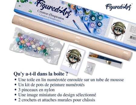 Peinture par Numéro Figured'Art - Chat reste cool - Kit de Loisir Créatif DIY Numéro d'Art Complet - 40x50cm sans châssis en bois