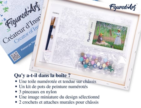 Peinture par Numéro Figured'Art avec Cadre - Dans les bois de Giverny - Monet - Kit de Loisir Créatif Numéro d'Art - 40x50cm toile tendue sur châssis