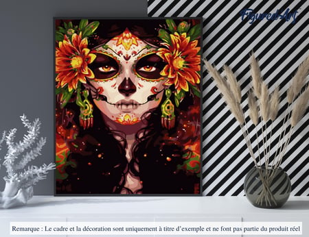 Peinture par Numéro Figured'Art - Visage et Fleurs - Kit de Loisir Créatif DIY Numéro d'Art Complet - 40x50cm sans châssis en bois