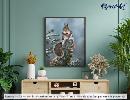 Peinture par Numéro Figured'Art - Ecureuil perché - Kit de Loisir Créatif DIY Numéro d'Art Complet - 40x50cm sans châssis en bois
