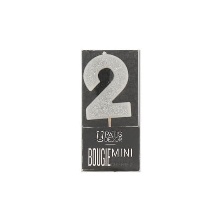 Bougie argentée pailletée chiffre 2