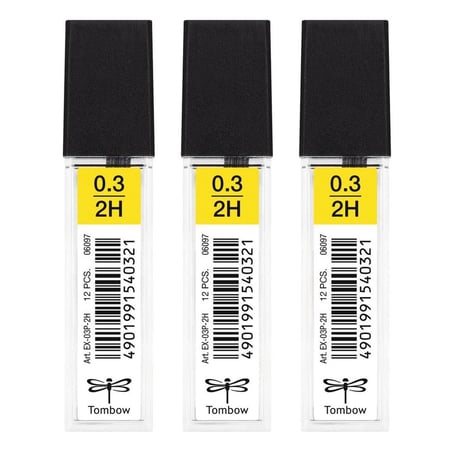 Etui de 12 Mines pour porte-mine pointe calibrée 0,3 mm dureté 2H