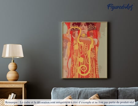 Peinture par Numéro Figured'Art - Gustav Klimt Femme Serpent - Kit de Loisir Créatif DIY Numéro d'Art Complet - 40x50cm sans châssis en bois