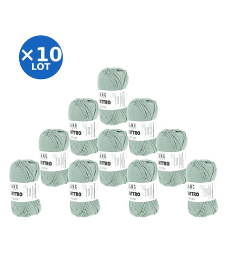 Lot de 10 pelotes QUATTRO de Lang Yarns – 500 g de coton mercerisé 93 Vert