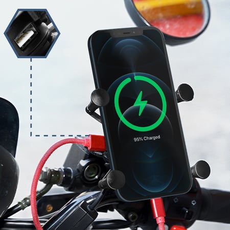 Generic - Support de montage de téléphone en métal pour guidon de moto avec  chargeur USB pour smartphone Noir - Autres accessoires smartphone - Rue du  Commerce