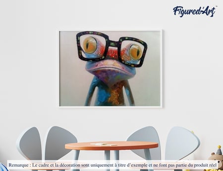 Peinture par Numéro Figured'Art avec Cadre - Grenouille et Lunettes - Kit de Loisir Créatif DIY Numéro d'Art - 40x50cm toile tendue sur châssis
