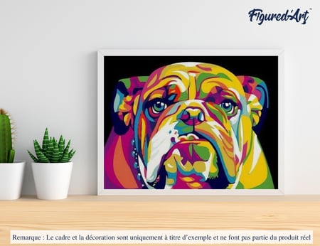 Peinture par Numéro Figured'Art - Bulldog Pop Art - Kit de Loisir Créatif DIY Numéro d'Art Complet - 40x50cm sans châssis en bois