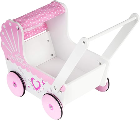 Landau Poussette pour Poupee en Bois pour Enfants Poussoir 47 26 5 40 cm Chariot Rose Poupee et poupon Jeux d imagination Cultura