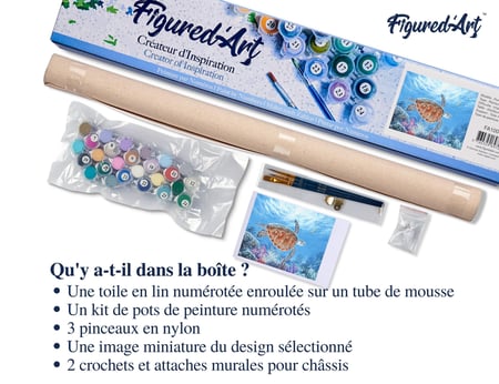 Peinture par Numéro Figured'Art - Tortue en ballade - Kit de Loisir Créatif DIY Numéro d'Art Complet - 40x50cm sans châssis en bois