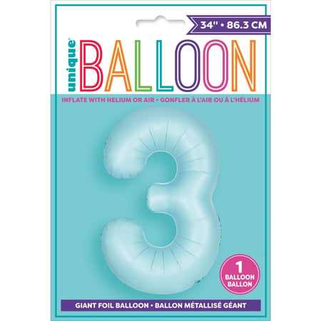 Ballon Géant Bleu Mat - Chiffre 3