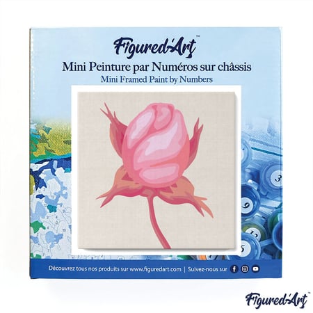 Mini Peinture par Numéro Figured'Art 20x20cm avec cadre Bouton de Rose - Petit Format