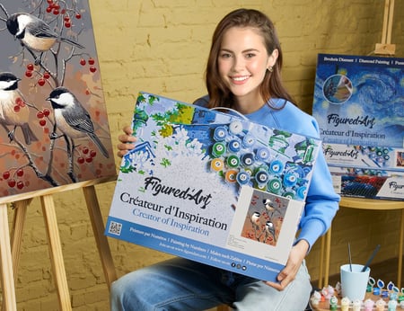 Peinture par Numéro Figured'Art avec Cadre - Chocolat Chaud - Kit de Loisir Créatif DIY Numéro d'Art Complet - 40x50cm toile tendue sur châssis