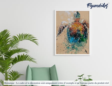 Peinture par Numéro Figured'Art - Tortue - Kit de Loisir Créatif DIY Numéro d'Art Complet - 40x50cm sans châssis en bois