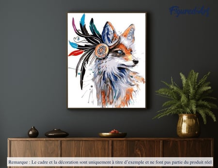 Peinture par Numéro Figured'Art - Renard tribal - Kit de Loisir Créatif DIY Numéro d'Art Complet - 40 x 50cm sans châssis en bois