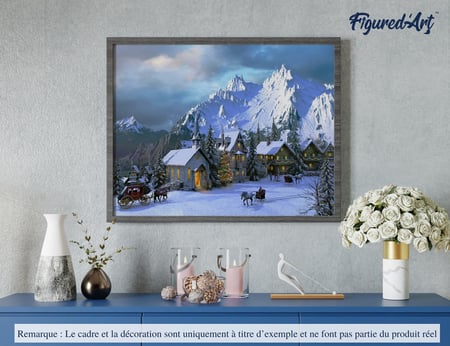 Peinture par Numéro Figured'Art - Noël dans les Alpes - Kit de Loisir Créatif DIY Numéro d'Art Complet - 40x50cm sans châssis en bois