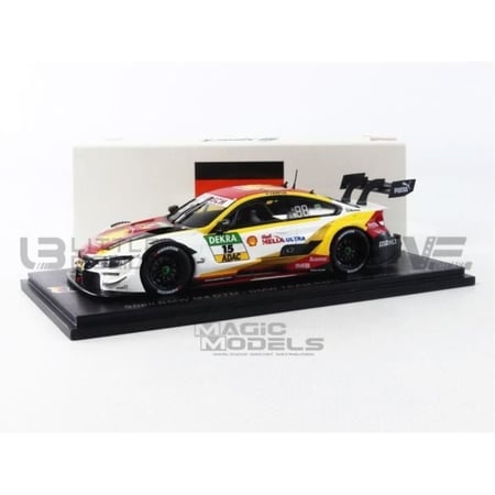Voiture Miniature de Collection - SPARK - BMW M4 - Échelle 1/43 - DTM Hockenheim 2018 - Blanc/ Rouge/ Jaune