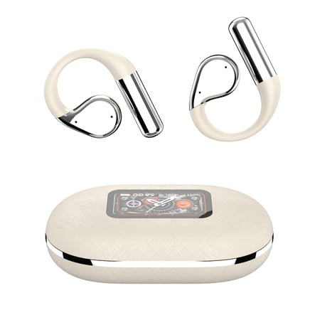 Ecouteurs Bluetooth Sans Fil Avec Crochets Pour Oreilles Et Réduction De Bruit Beige 2 YONIS