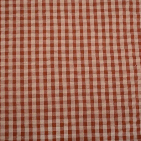 Tissu Rayures Petits carreaux 5 mm Terracotta sur fond Beige - Au mètre
