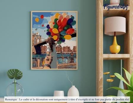 Peinture par Numéro Figured'Art - Ballons Colorés - Kit de Loisir Créatif DIY Numéro d'Art Complet - 40x50cm sans châssis en bois