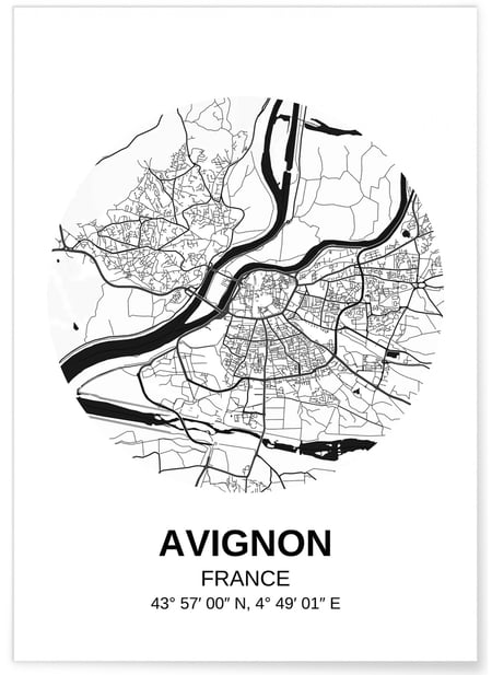 Affiche Carte Avignon | A3 : 29,7x42cm