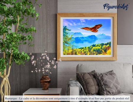 Peinture par Numéro Figured'Art - Aigle et Paysage de Suisse - Kit de Loisir Créatif DIY Numéro d'Art Complet - 40x50cm sans châssis en bois