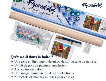 Peinture par Numéro Figured'Art - Terrasse à Paris - Kit de Loisir Créatif DIY Numéro d'Art Complet - 40x50cm sans châssis en bois