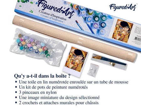 Peinture par Numéro Figured'Art - Tendre Baiser - Kit de Loisir Créatif DIY Numéro d'Art Complet - 40x50cm sans châssis en bois