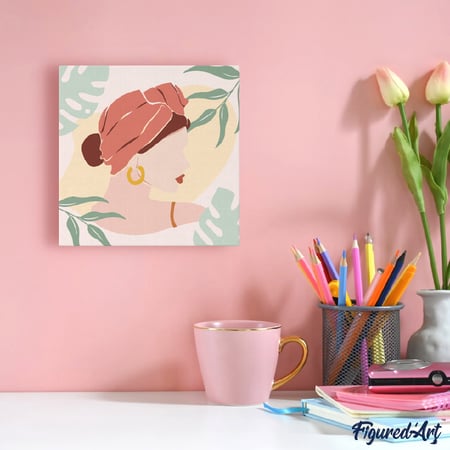 Mini Peinture par Numéros 20x20cm avec cadre Femme et Arcade