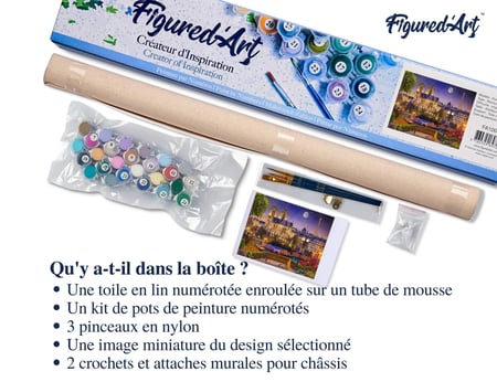Peinture par Numéro Figured'Art - Notre-Dame Etoilée - Kit de Loisir Créatif DIY Numéro d'Art Complet - 40x50cm sans châssis en bois