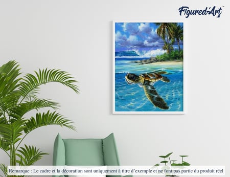 Peinture par Numéro Figured'Art - Tortue détendue - Kit de Loisir Créatif DIY Numéro d'Art Complet - 40x50cm sans châssis en bois