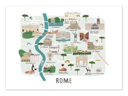 Affiche 30 x 40 cm - Rome Map - Alex Foster