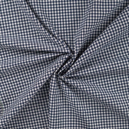 Tissu Seersucker Carreaux Rayures Bleu marine