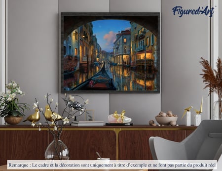 Peinture par Numéro Figured'Art avec Cadre - Visite du canal de Venise - Kit de Loisir Créatif DIY Numéro d'Art - 40x50cm toile tendue sur châssis