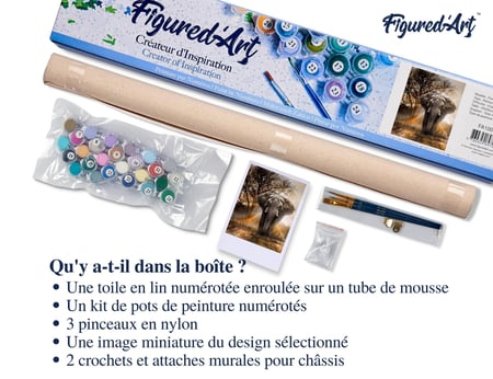 Peinture par Numéro Figured'Art - Eléphant solitaire - Kit de Loisir Créatif DIY Numéro d'Art Complet - 40x50cm sans châssis en bois