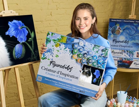 Peinture par Numéro Figured'Art avec Cadre - Face à face floral - Kit de Loisir Créatif DIY Numéro d'Art Complet - 40x50cm toile tendue sur châssis