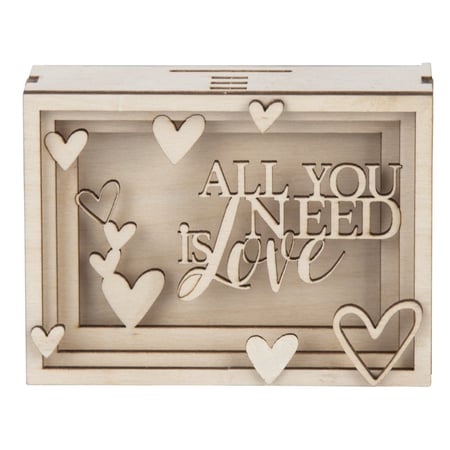 Boîte cadeau bois 3D "Love",FSC MixCred., nature, 11,5x8,5x5cm,kit de 14 pièces, boîte 1kit