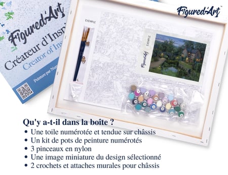 Peinture par Numéro Figured'Art avec Cadre - Havre de paix lumineux - Kit de Loisir Créatif DIY Numéro d'Art - 40x50cm toile tendue sur châssis