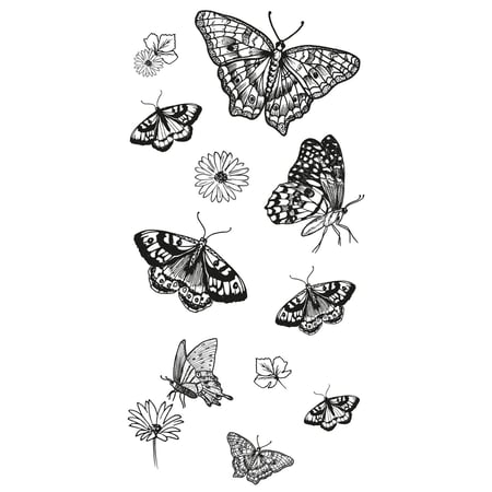 Tampons transparents - Papillons et fleurs - 13 clear stamps - Sizzix