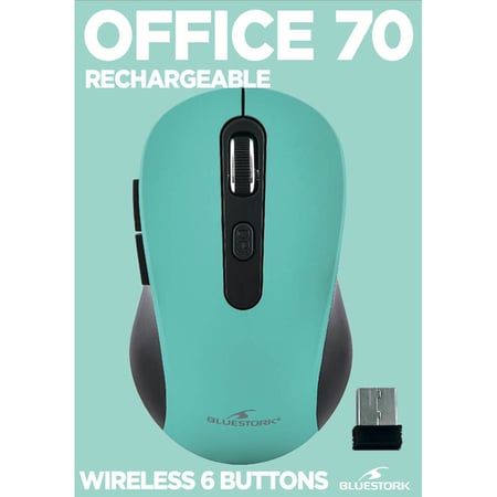 Souris Sans fil Bluestork OFF70 -Rechargeable -800/1200/1600 DPI -6 boutons - Menthe
