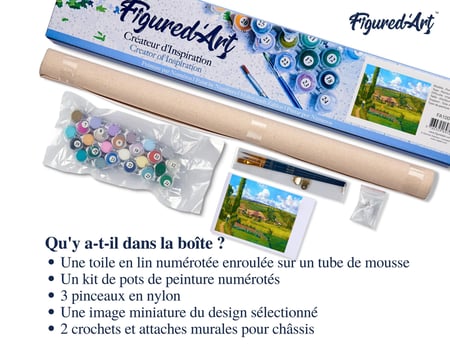 Peinture par Numéro Figured'Art - Paysage aux Pâtis - Camille Pissarro - Kit de Loisir Créatif DIY Numéro d'Art - 40x50cm sans châssis en bois