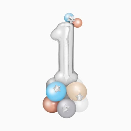 Bouquet de Ballons Argenté   Chiffre 1