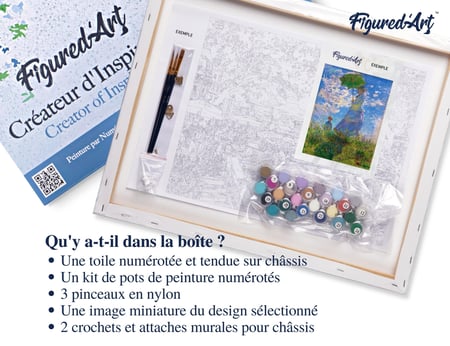 Peinture par Numéro Figured'Art avec Cadre - La Promenade - Monet - Kit de Loisir Créatif DIY Numéro d'Art - 40x50cm toile tendue sur châssis