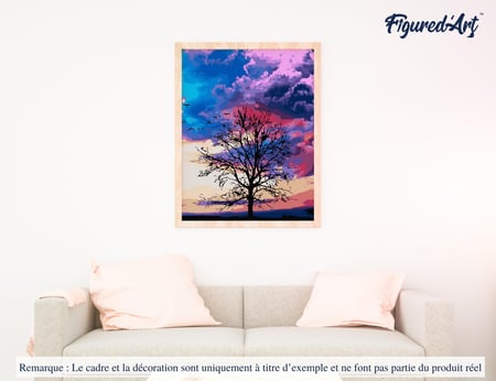 Peinture par Numéro Figured'Art - Arbre et couleurs du ciel - Kit de Loisir Créatif DIY Numéro d'Art Complet - 40x50cm sans châssis en bois
