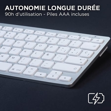 Clavier Bluestork sans fil pour Ipad et Mac - Slim et compact - Blanc